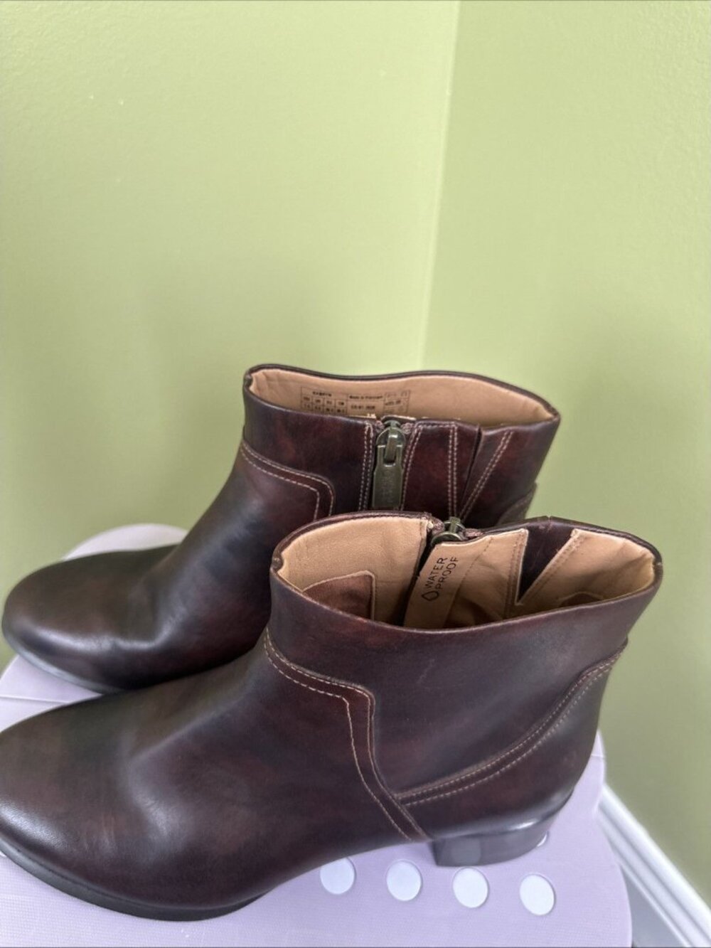 Vionic Kamryn Ankle Boots Brown 7.5 Leather Side Zip - Picture 3 of 8